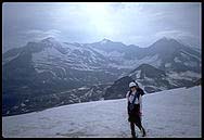 Monika standing at the Granatscharte (2970m)